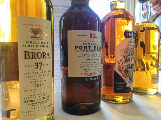 Some of the night's whisky selections.